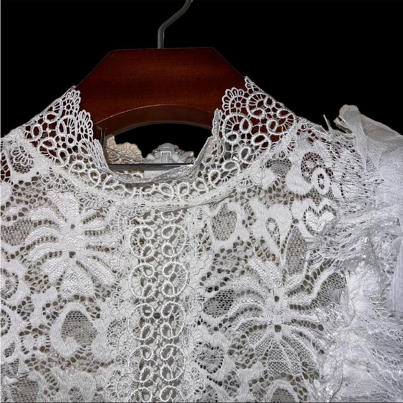 Fashion Nova White Laced Mock Neck Jumpsuit: Size 2X - Picture 8 of 9